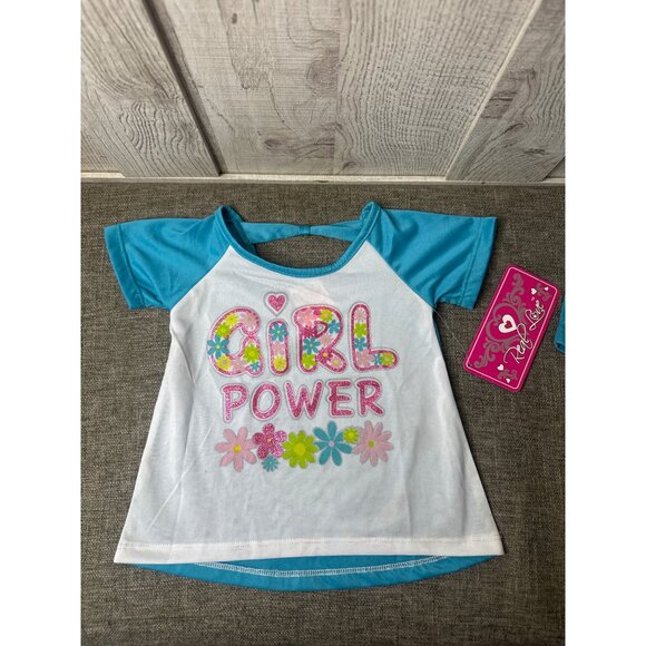 Girl Power 2 Pc Outfit Shirt & Shorts by Real Love Size 12M and Headband - Picture 3 of 10